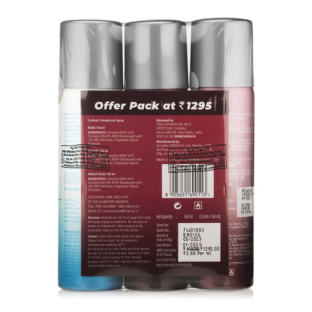 Skinn Premium Deo Bundle pack of 3 for Women