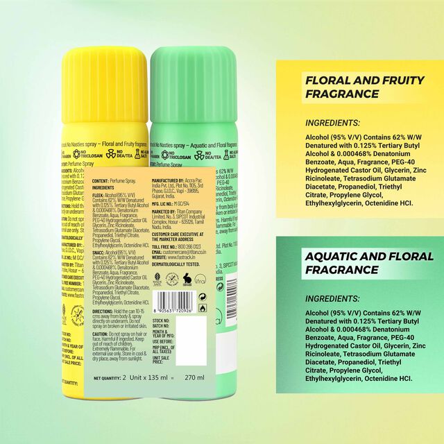 Fastrack No Nasties Perfume Spray - Fleek & Snacc (Pack of 2)