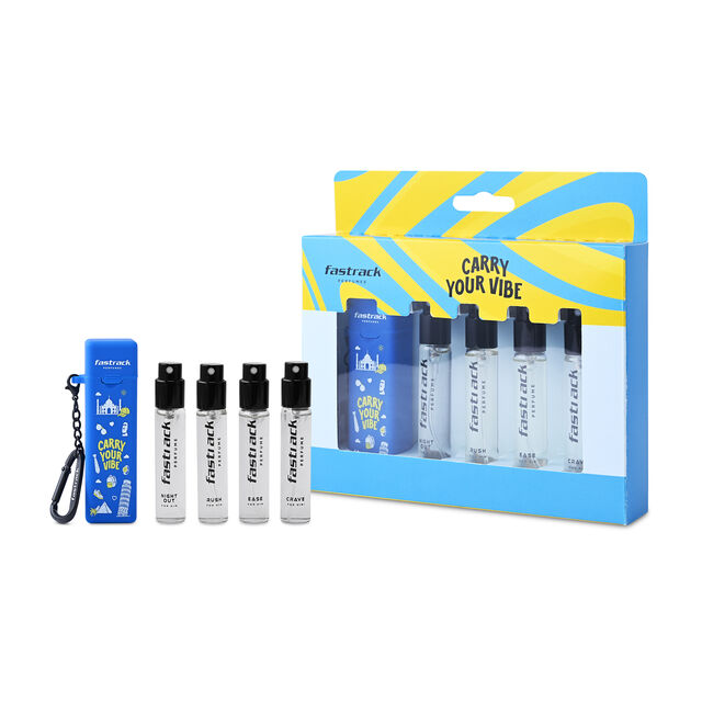 Fastrack Discovery Perfume for Men | Best for travel & for gift | 8 ml x 4 Premium Scents- Ease, Night Out,Crave & Rush | Fresh & Woody | 32 ml