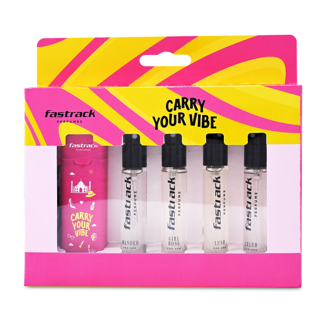 Fastrack Discovery Perfume for Women | Best for travel & for gift | 8 ml x 4 Premium Scents- Girl Boss, Lush, Celeb & Wander | Fresh & Woody | 32 ml